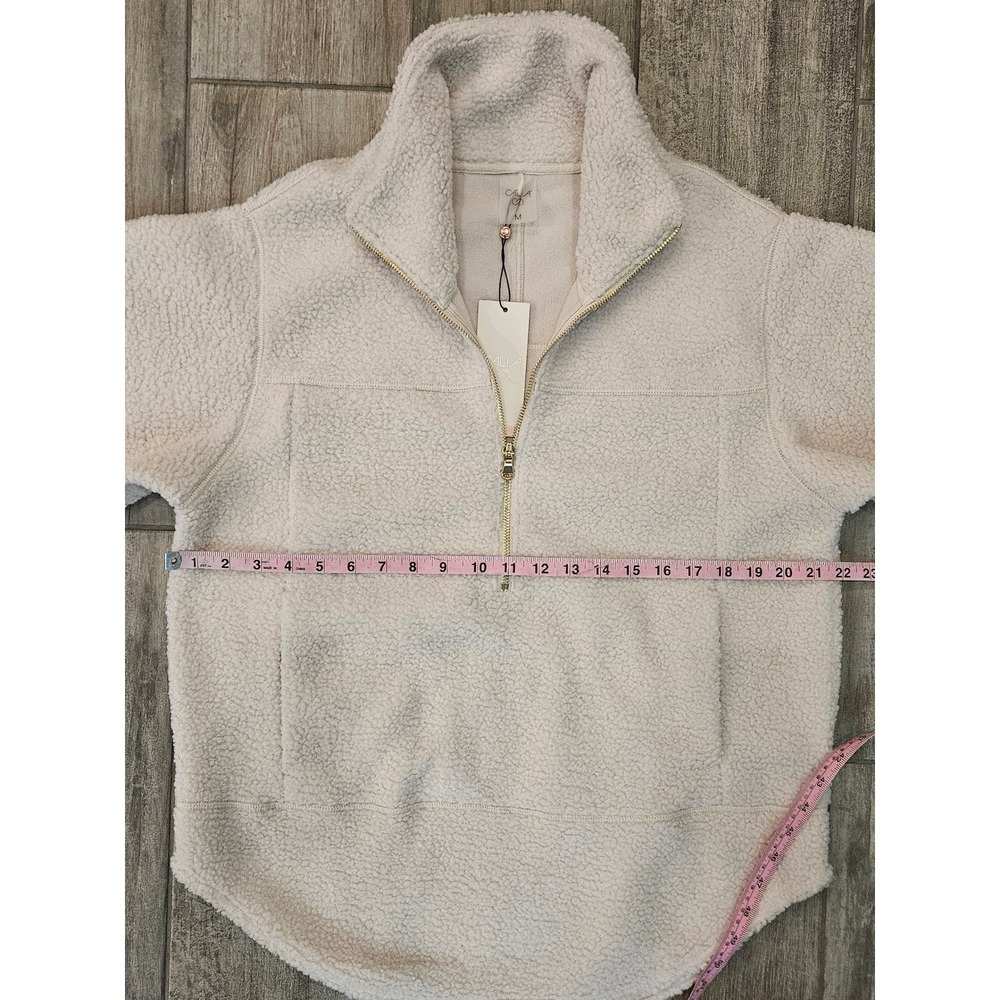 CALIA Seamed Sherpa 1/2 Zip Pullover Size M Cream NEW Fleece Mock‎ Neck Cozy - Picture 4 of 10